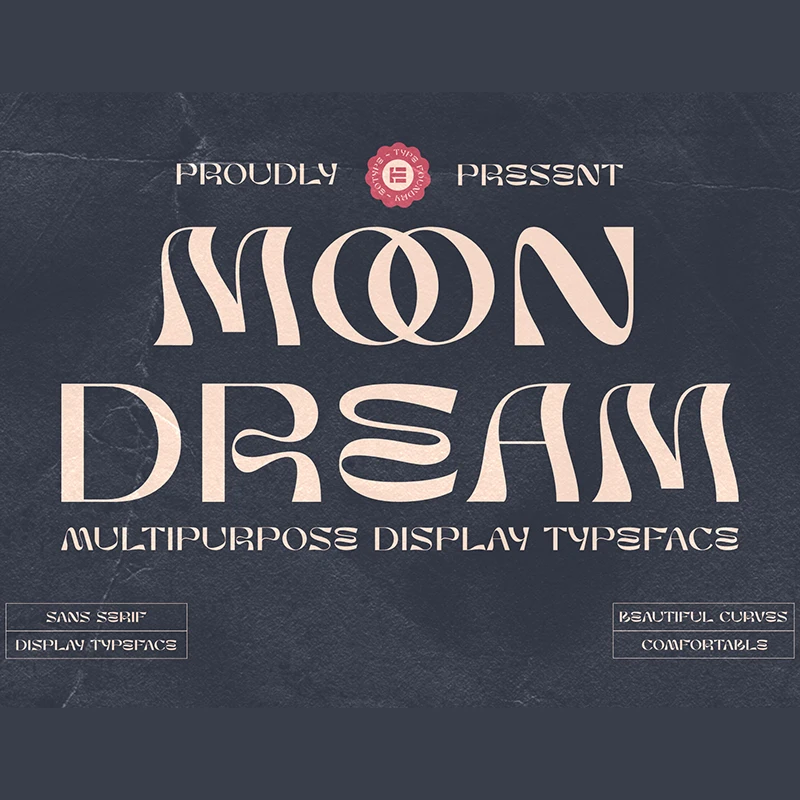 优美曲线宽大无衬线英文字体 Moon Dream Display Typeface缩略图到位啦UI