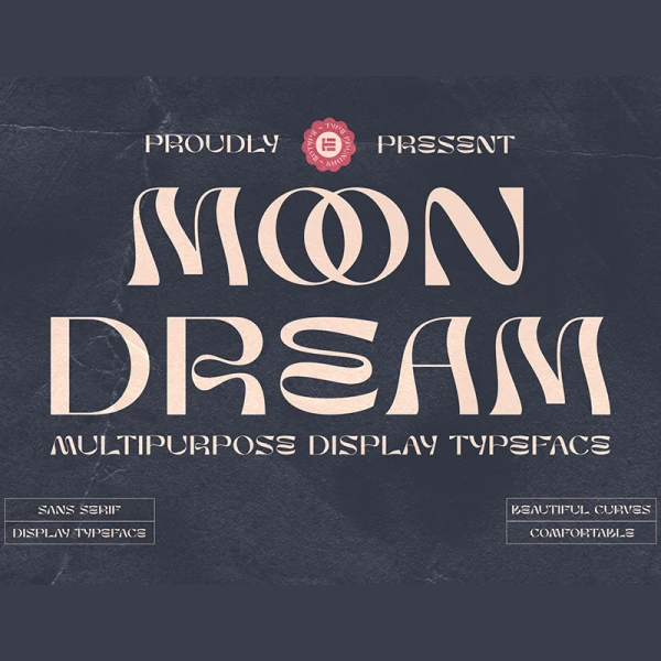 优美曲线宽大无衬线英文字体 Moon Dream Display Typeface