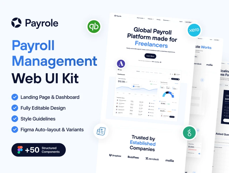 Payrole - 工资管理Web UI套件 Payrole - Payroll Management Web UI Kit figma格式