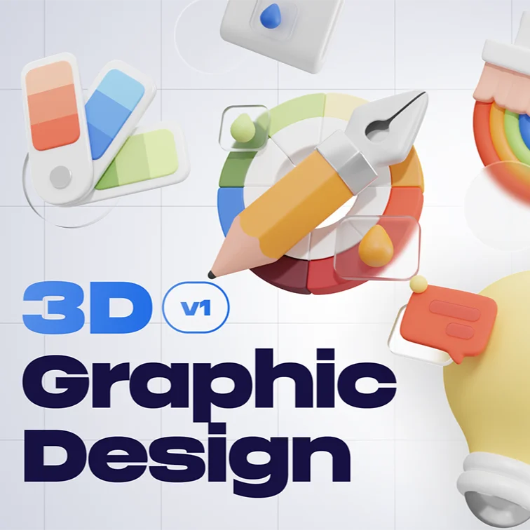 Graphy - 图形设计 3D图标套装 3D图标缩略图到位啦UI