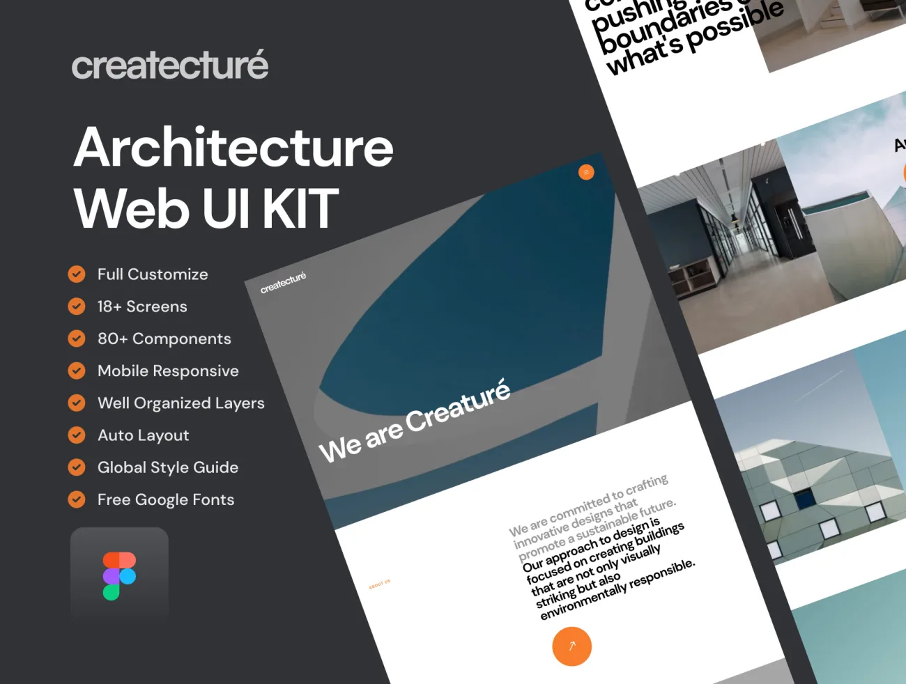 Creature - 极简主义建筑公司机构网站模板 Creature - Architecture Website figma格式-UI/UX、主页-到位啦UI