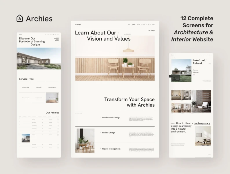 Archies-建筑与室内设计 Archies - Architecture & Interior Design sketch, may, xd, figma格式