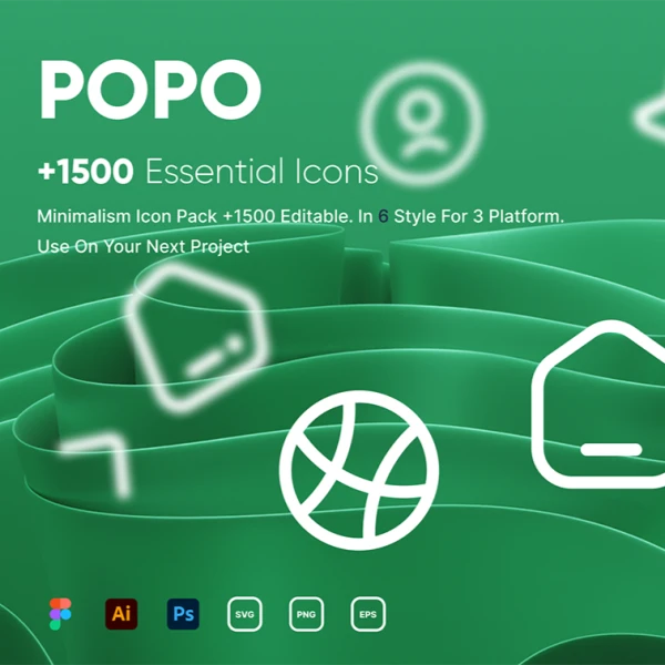 POPO图标集 +1500可爱简介通用图标Figma源文件 Blender