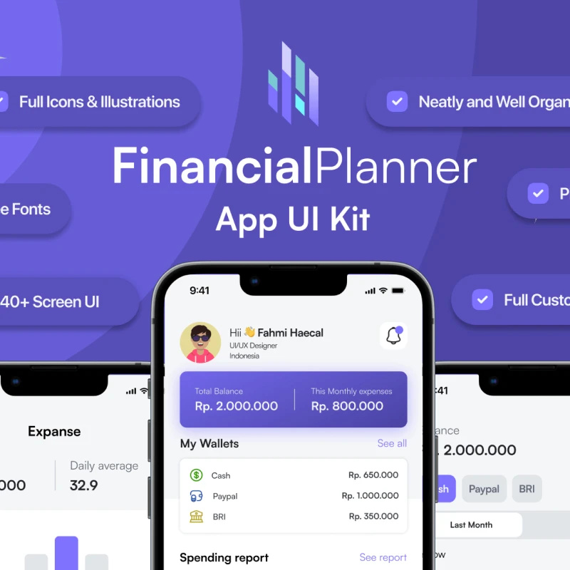 FinancialPlanner - 理财App UI套件 FinancialPlanner - 面向IOS和Android的Figma模板高质量套件 FinancialPlanner - Financial Planner App UI Kit figma格式缩略图到位啦UI