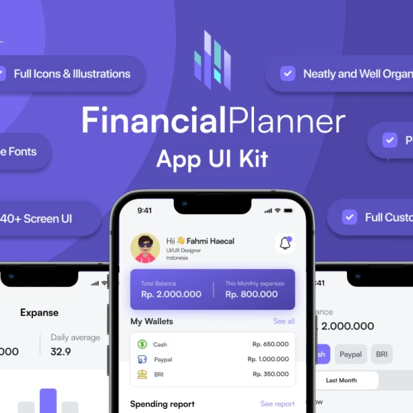 FinancialPlanner - 理财App UI套件 FinancialPlanner - 面向IOS和Android的Figma模板高质量套件 FinancialPlanner - Financial Planner App UI Kit figma格式