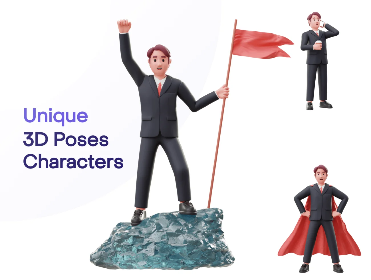 商人商务角色3D模型 Jobly - Businessman 3D Characters-3D/图标-到位啦UI