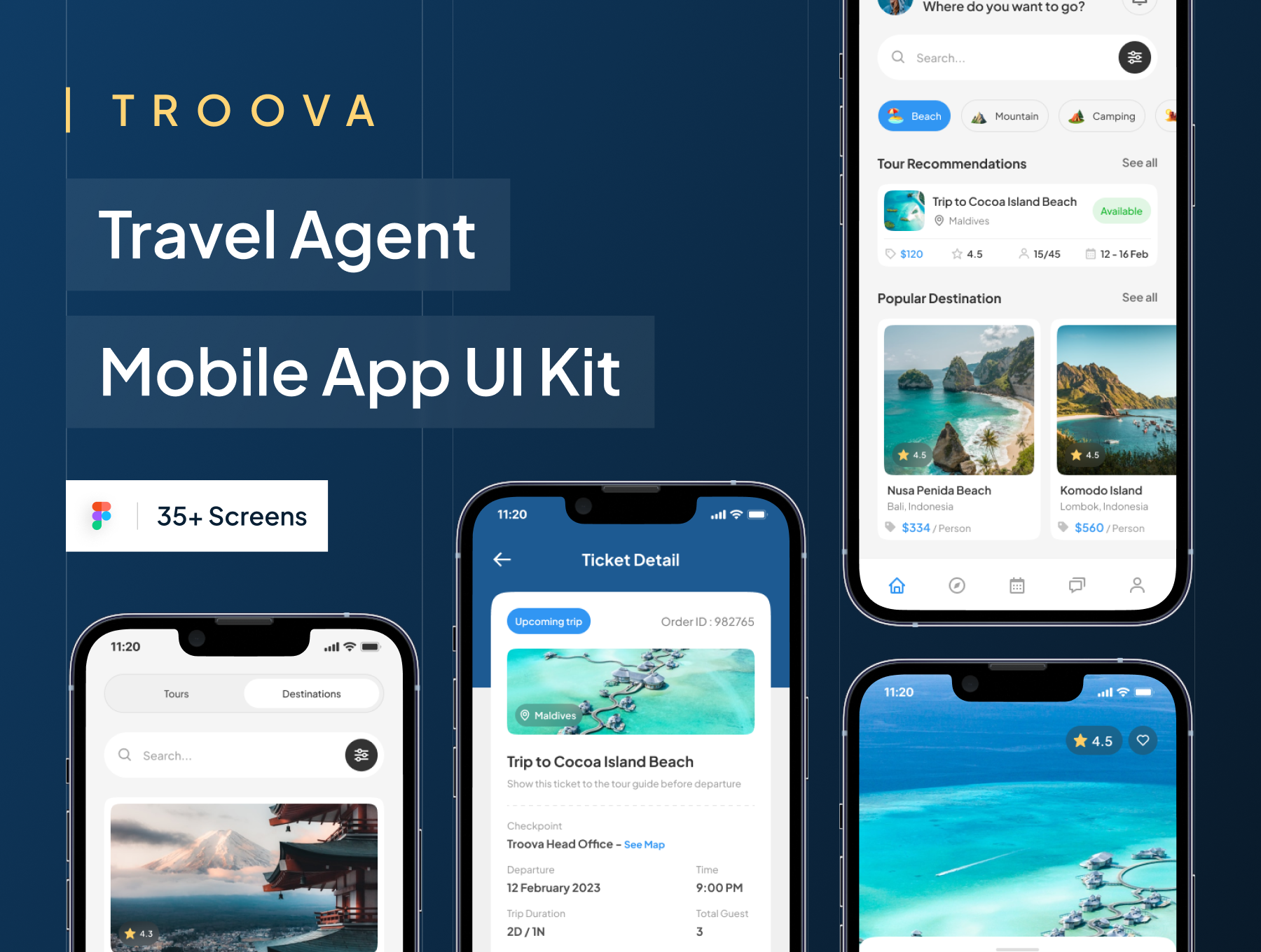 TROOVA - 旅行代理移动应用UI套件 TROOVA - Travel Agent Mobile App UI Kit AE格式-UI/UX-到位啦UI