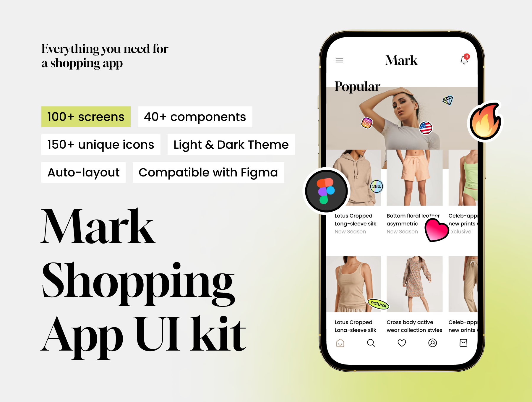 Mark购物应用UI工具包 Mark Shopping App UI kit figma格式-UI/UX-到位啦UI