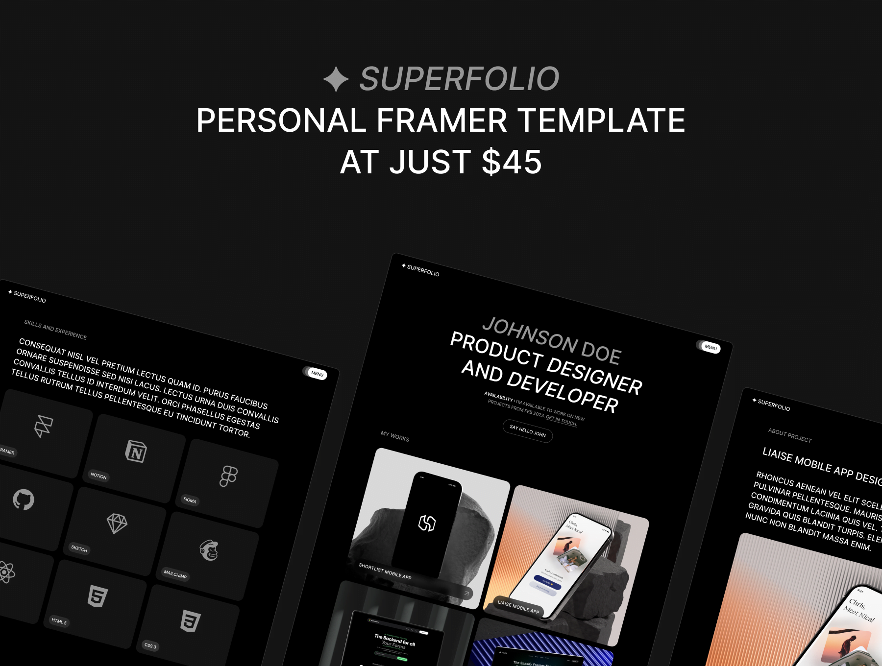 Superfolio 个人和机构的作品集网站 Superfolio framer格式-UI/UX-到位啦UI