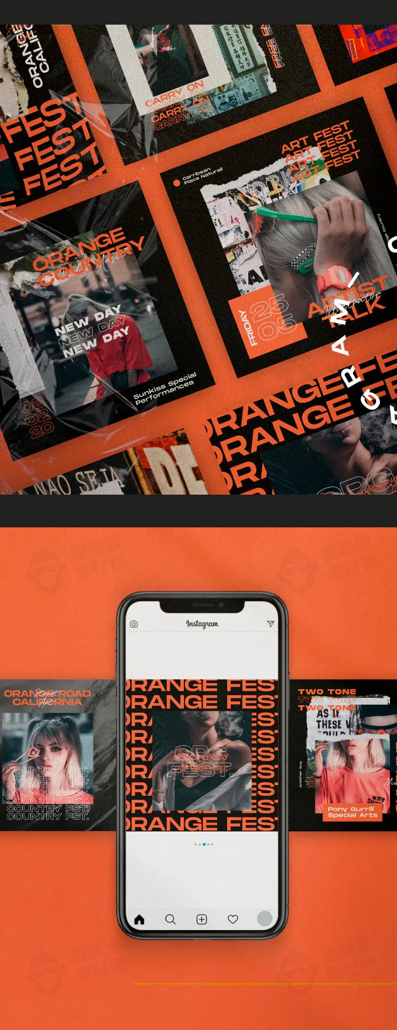 Orange社交媒体潮流海报杂志封面时尚服装版式psd设计素材源文件-海报素材-到位啦UI