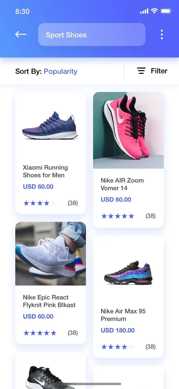时尚简约电商购物鞋子APP手机ui界面页面sketch设计模板素材-UI/UX-到位啦UI