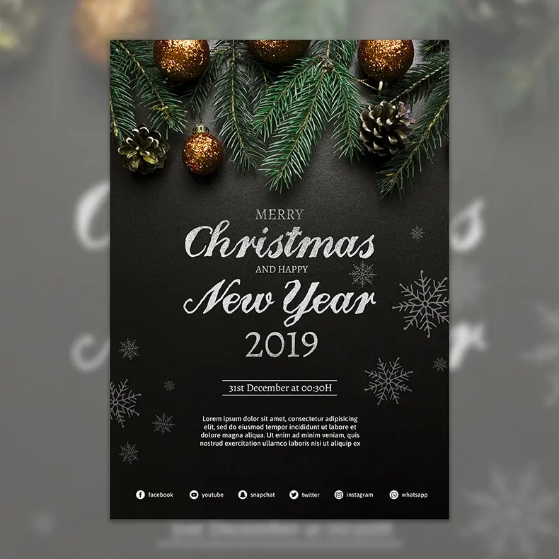 元旦圣诞节新年剪纸创意双节促销海报广告PSD分层H5模板素材-插画、海报素材、背景素材-到位啦UI