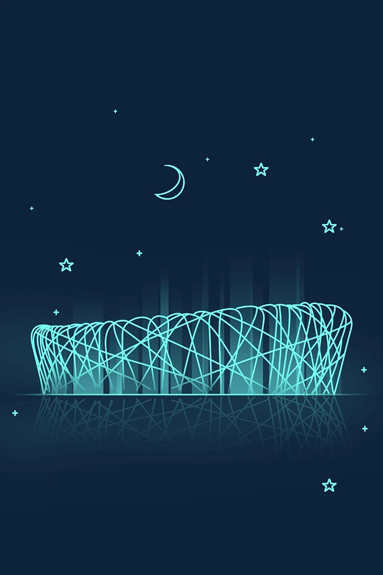 扁平化科技线条互联网城市地标建筑夜景UI设计素材PSD图片-插画-到位啦UI