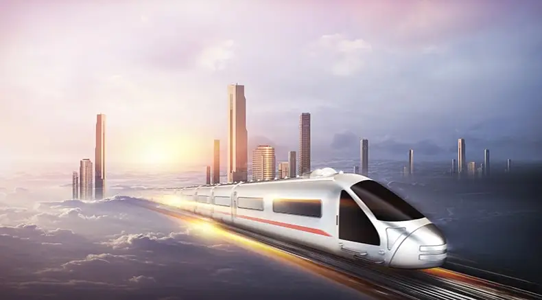 高铁光速火车速度动车城市概念创意夜景海报PSD模板设计素材-背景素材-到位啦UI