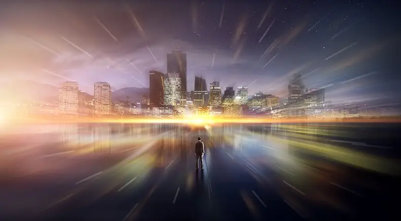 高铁光速火车速度动车城市概念创意夜景海报PSD模板设计素材-背景素材-到位啦UI