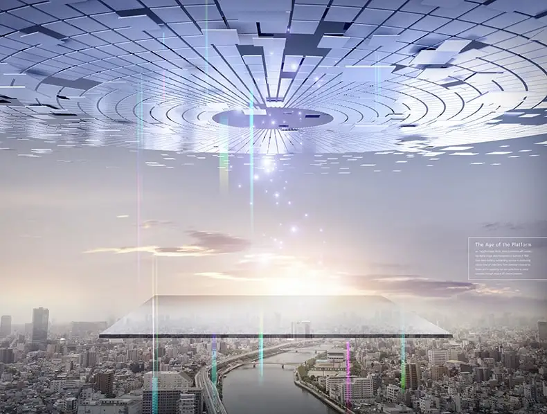 创意科技城市夜景未来建筑光效广告合成海报PSD分层设计素材-海报素材、背景素材-到位啦UI