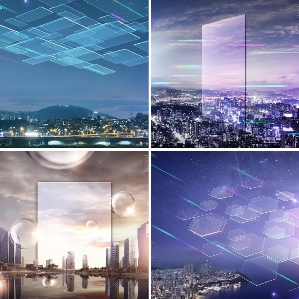 创意科技城市夜景未来建筑光效广告合成海报PSD分层设计素材