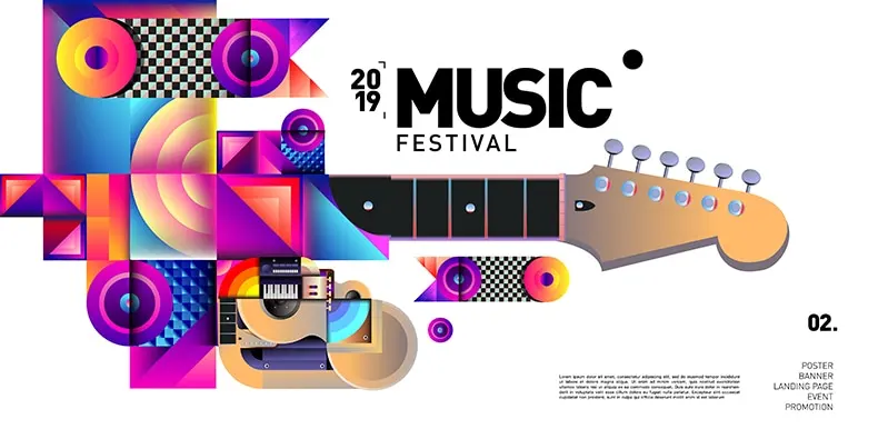 朋克音乐几何渐变色彩活动抽象艺术海报EPS矢量设计素材模板-海报素材、背景素材-到位啦UI