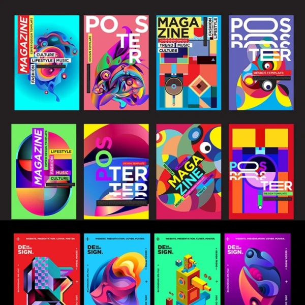 朋克音乐几何渐变色彩活动抽象艺术海报EPS矢量设计素材模板