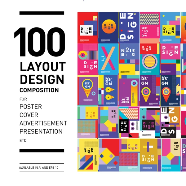 400款创意海报美院广告设计色彩图库字体平面宣传排版AI素材