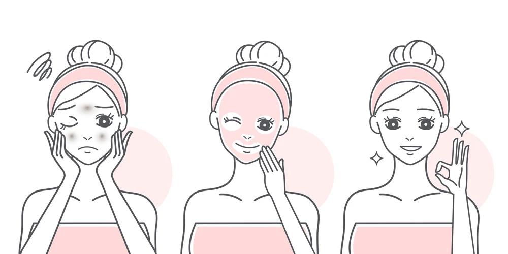 手绘卡通小女孩美容护肤敷面膜化妆步骤图人物插画AI矢量素材-人物模特、平面广告、插画、设计元素-到位啦UI