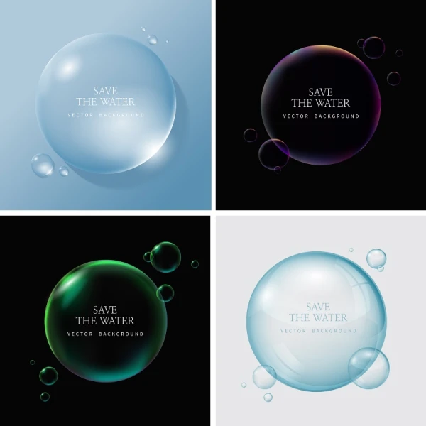 护肤透明水珠水滴水泡美容保湿补水化妆品海报PSD设计素材图