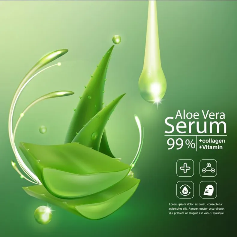 天然绿色护肤品宣传海报芦荟清新补水化妆品广告EPS矢量素材-海报素材、设计元素-到位啦UI