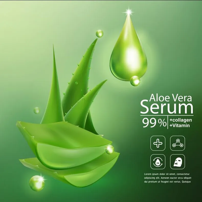 天然绿色护肤品宣传海报芦荟清新补水化妆品广告EPS矢量素材-海报素材、设计元素-到位啦UI