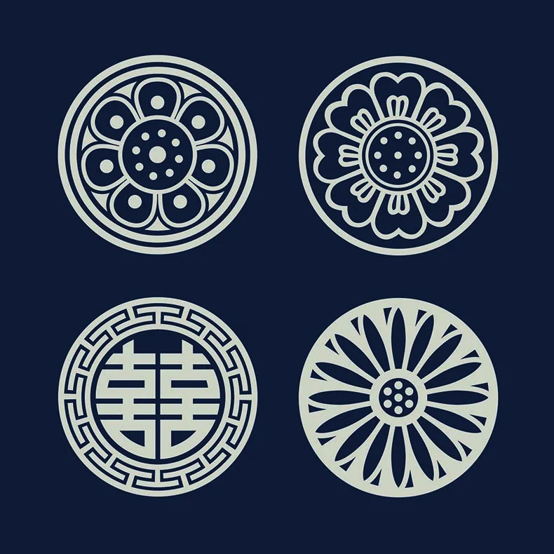 中式传统纹样古典花纹装饰EPS矢量设计素材春节窗花剪纸雕花-设计元素-到位啦UI