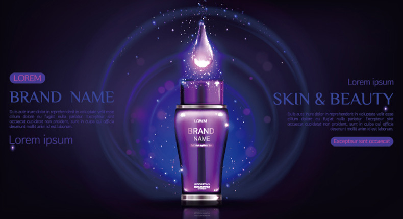 韩国高端蓝紫色美妆美容广告宣传海报护肤化妆品PSD设计素材-海报素材-到位啦UI