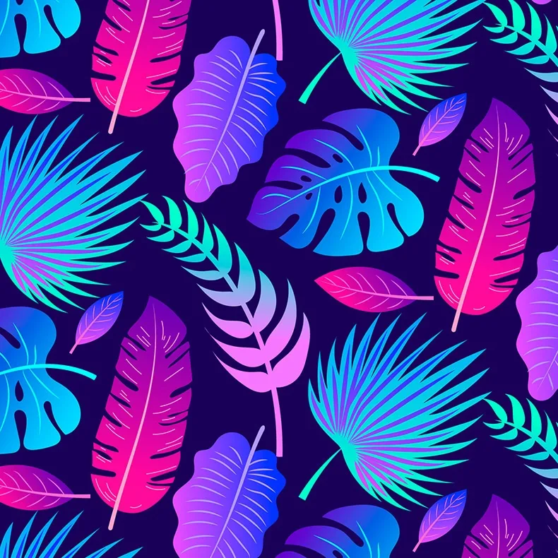夏季热带雨林植物树叶插画包装海报背景图案AI矢量设计素材-背景素材-到位啦UI