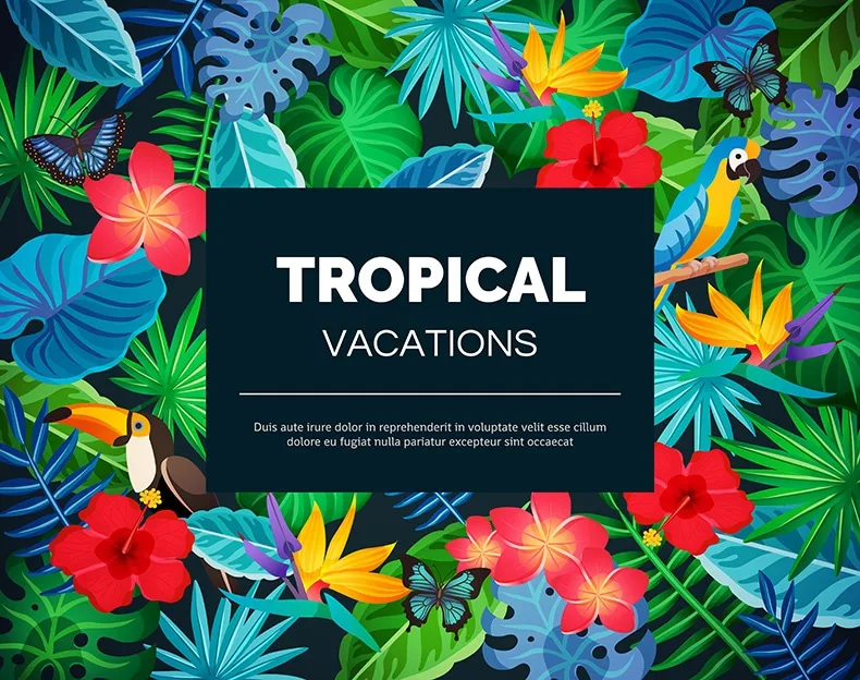 夏季热带雨林植物树叶插画包装海报背景图案AI矢量设计素材-背景素材-到位啦UI