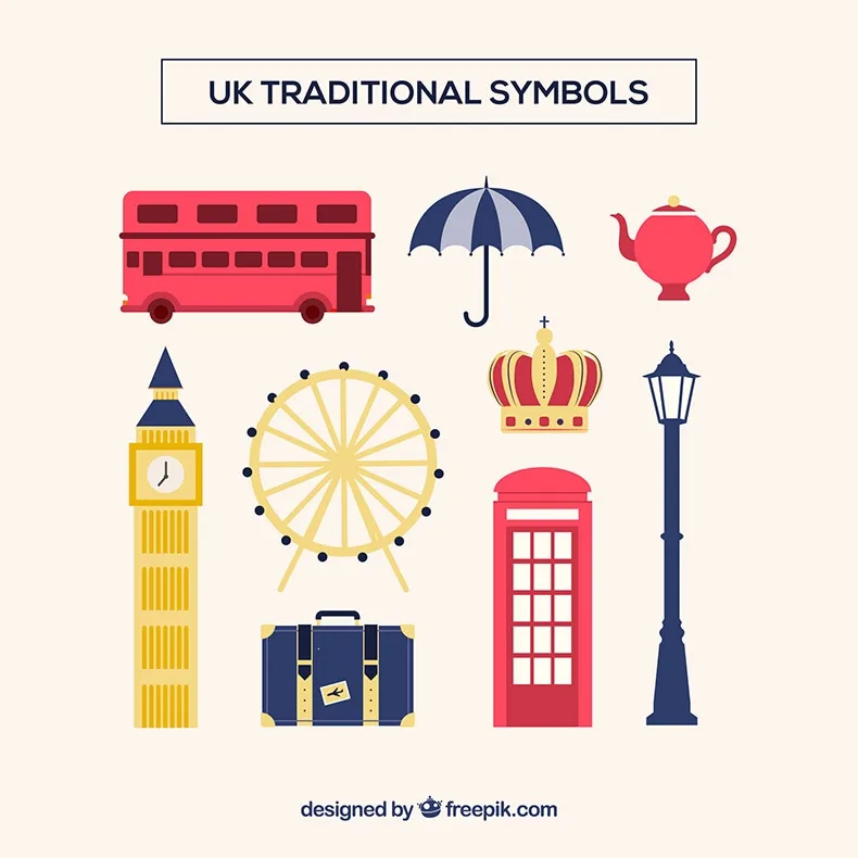 英国城市建筑文化风情伦敦米字旗巴士大兵旅游旅行AI矢量素材-设计元素-到位啦UI