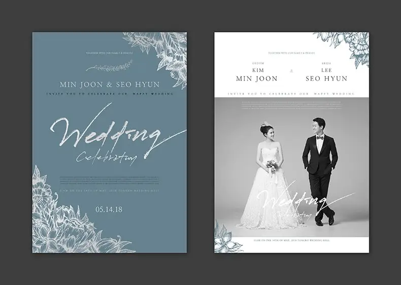 婚礼邀请函韩式小清新结婚照PSD设计素材相册模板喜帖贺卡-人物模特、图案设计、字体、平面广告、海报素材、设计元素-到位啦UI