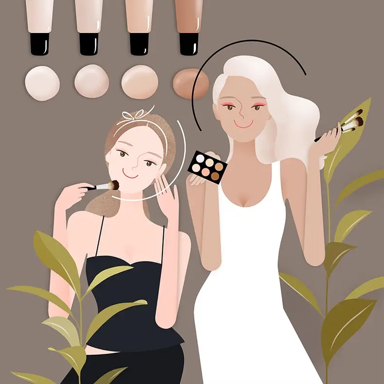 美容美妆彩妆手绘插画卡通美女人物护肤广告PSD设计素材海报-插画-到位啦UI