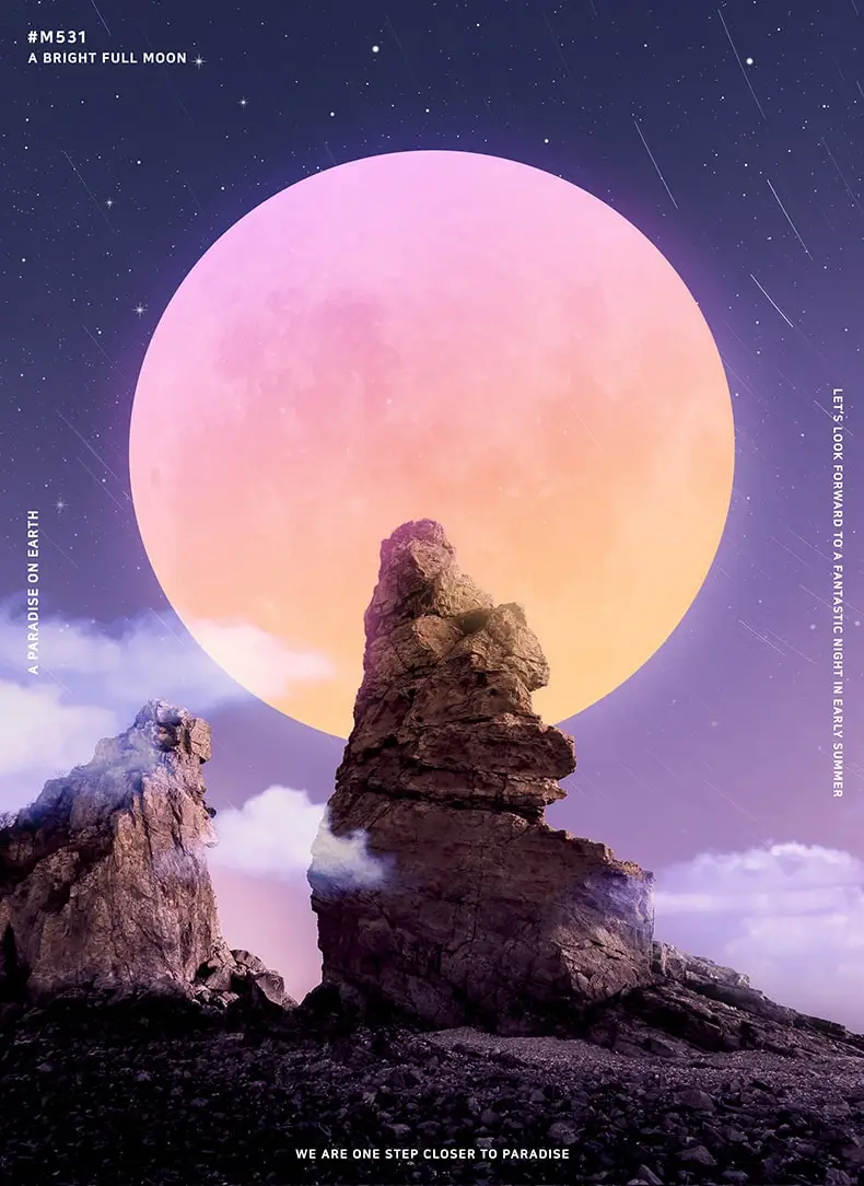 创意宇宙月球星空星球月亮插画插图背景海报PSD设计素材模板-插画、海报素材、背景素材-到位啦UI