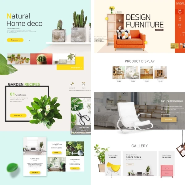 家居绿植多肉植物家具首页网站网页专题模板沙发PSD设计素材