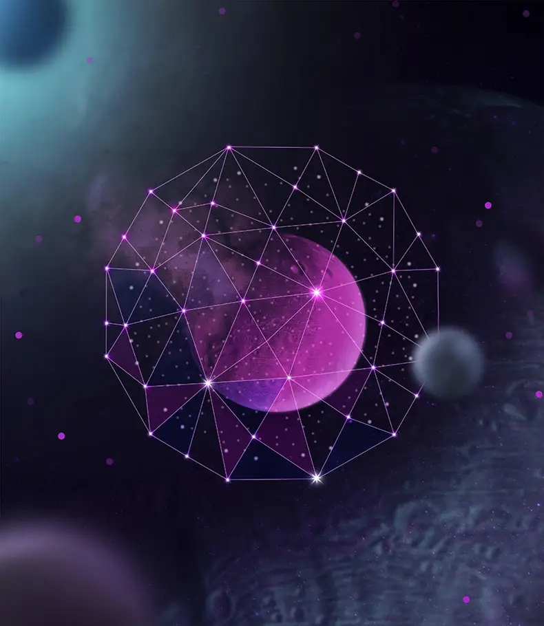 梦幻紫色调神秘星球海报宇宙背景渐变星空PSD设计模板素材图-海报素材、背景素材-到位啦UI