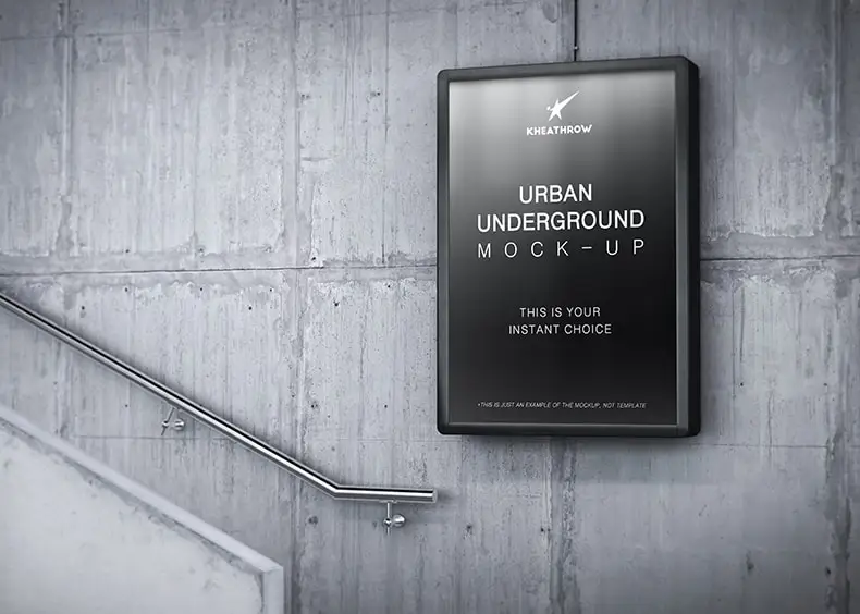 地铁场景灯箱广告海报宣传PSD智能贴图样机展示效果图素材-样机-到位啦UI