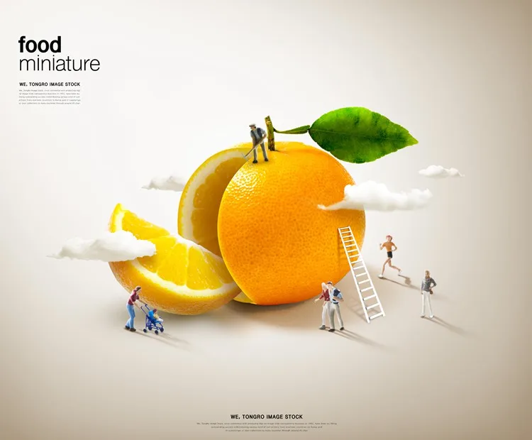 创意有趣可爱微观放大食物蔬菜汉堡玉米海报背景PSD设计素材-海报素材-到位啦UI