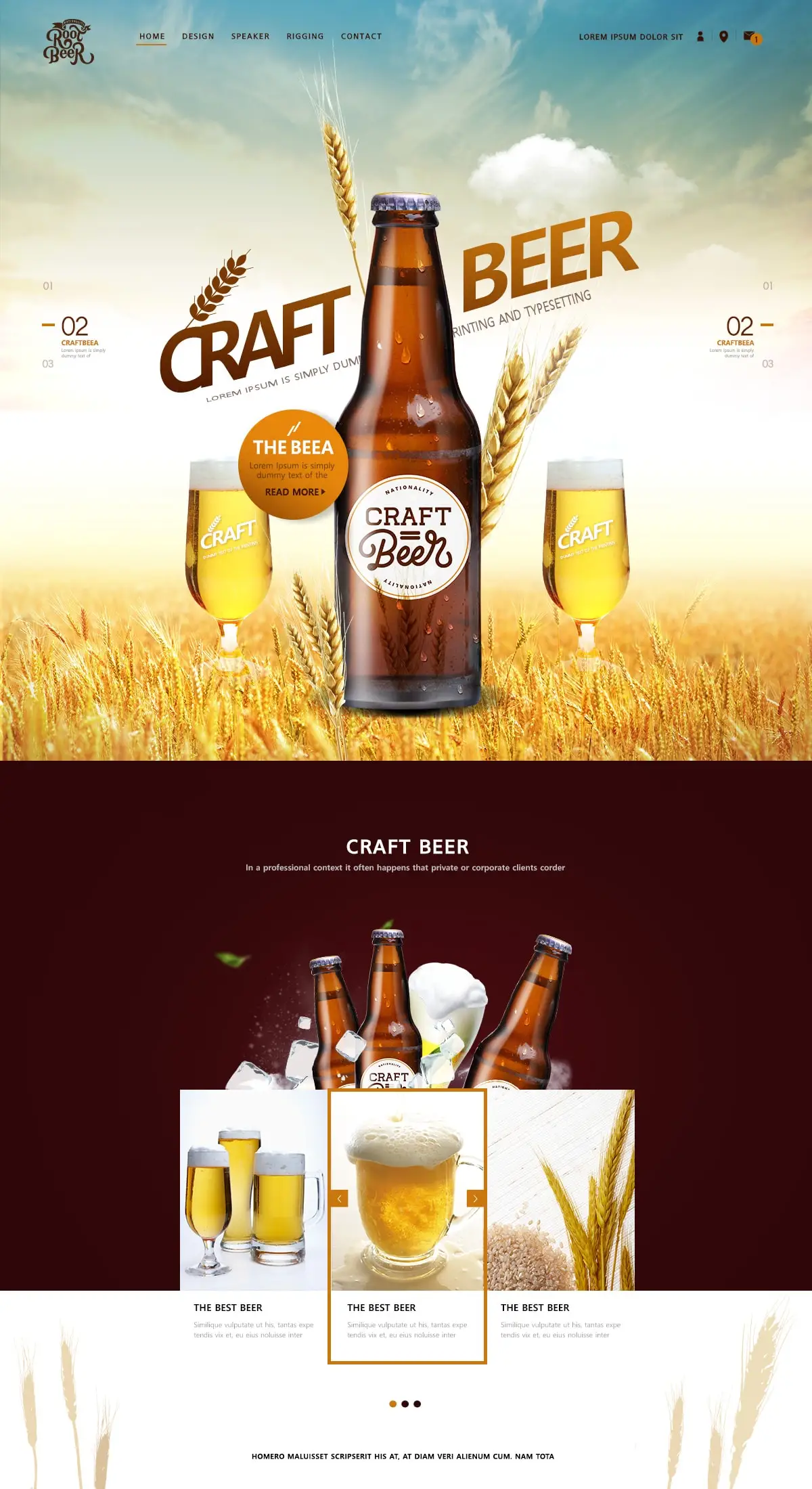 小麦啤酒饮料网页模版促销海报宣传详情页PSD分层设计素材图-海报素材-到位啦UI