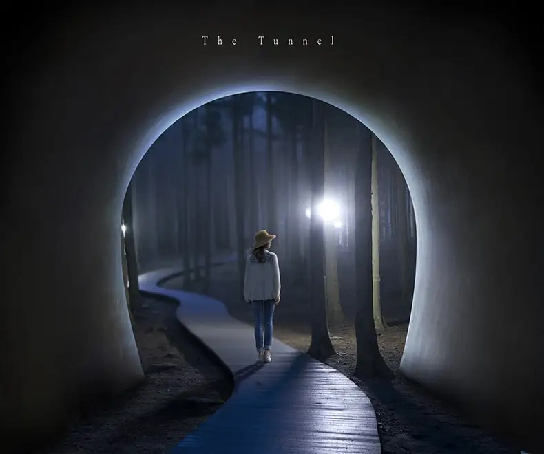 创意隧道旅游风景合成psd海报模板婚纱摄影相册写真设计素材-人物模特、海报素材-到位啦UI