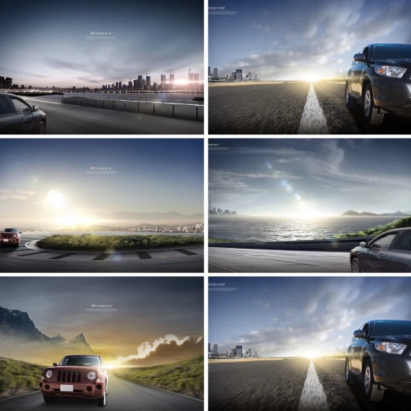 汽车宣传海报户外越野速度感公路创意PSD设计背景素材广告