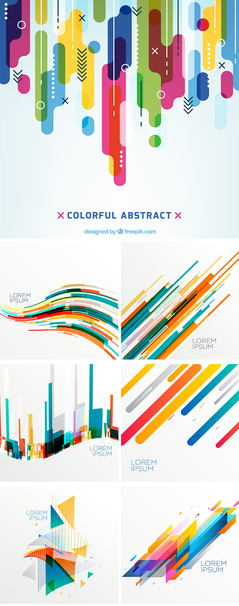 彩色时尚形状孟菲斯几何线条抽象艺术海报形状装饰矢量背景-背景素材-到位啦UI