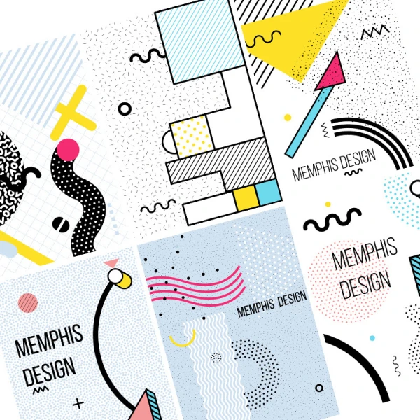 流行可爱孟菲斯风格手绘插图画册海报包装AI矢量设计图素材