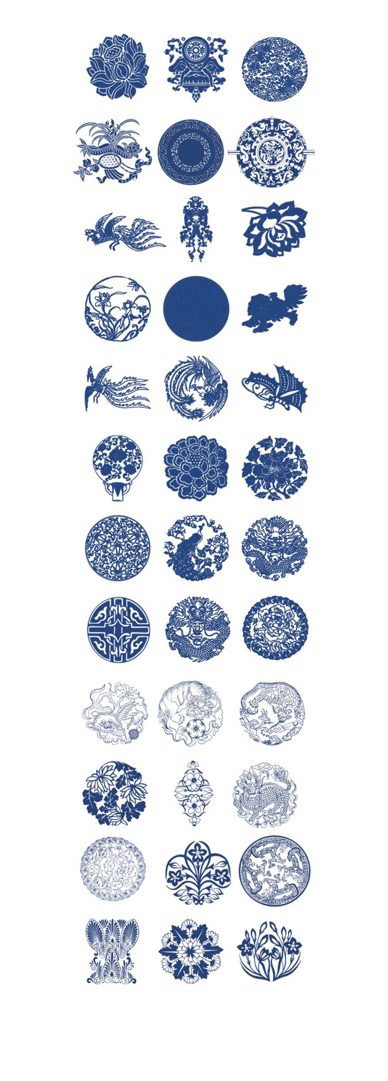 中国风古典日式青花瓷陶瓷中式纹理花纹平面印刷设计矢量素材-设计元素-到位啦UI