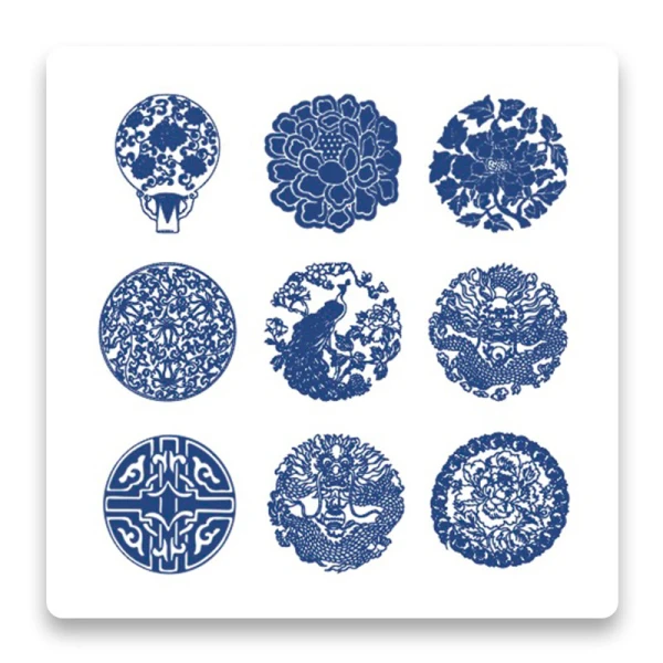 中国风古典日式青花瓷陶瓷中式纹理花纹平面印刷设计矢量素材