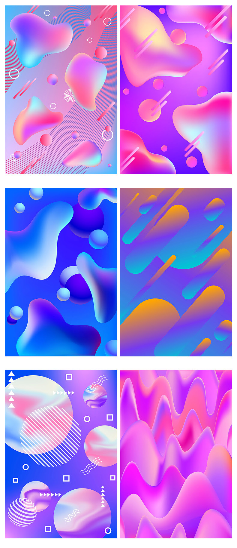 时尚创意彩色蒸汽波渐变几何抽象H5海报背景Ai矢量模板素材-海报素材-到位啦UI