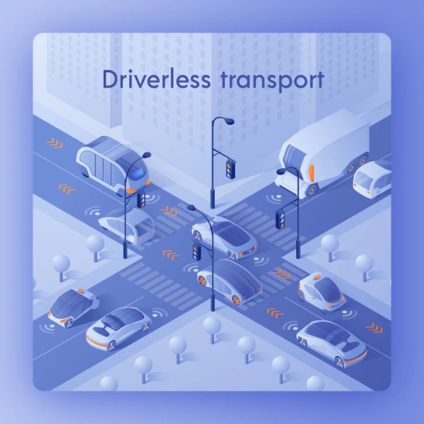 2.5D立体车交通工具智慧城市素材插画矢量EPS汽车驾驶公交