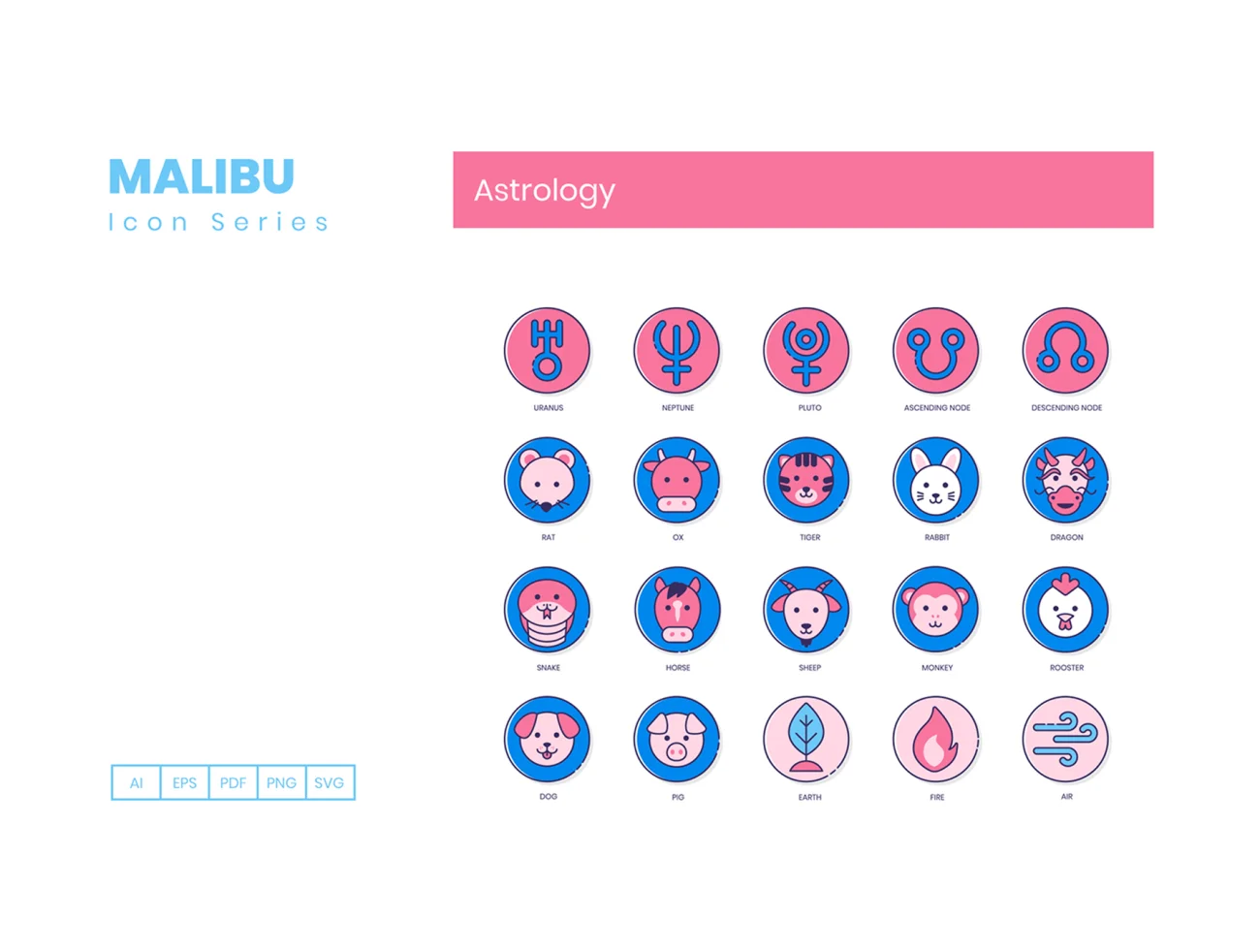 55 Astrology Icons Malibu 占星术图标-3D/图标、UI/UX-到位啦UI